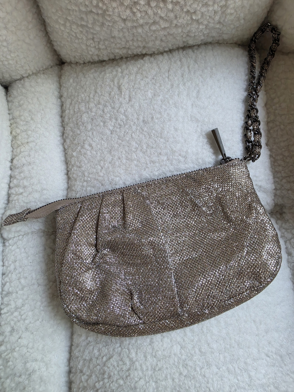 Express Metallic Silver & Gold Wristlet Clutch - Women's Evening Bag Y2K